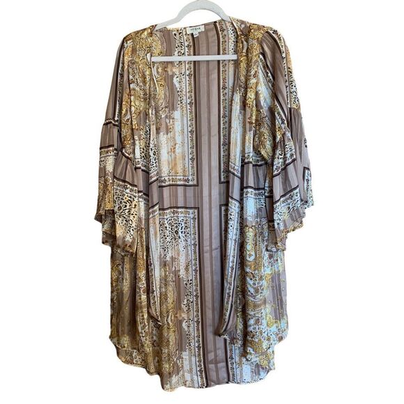 UMGEE Large Multicolor Boho Metallic Open Front Duster Cardigan Sweater Topper - Picture 1 of 8